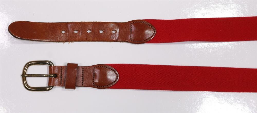 J. Press Vintage Red Striped Stretch Cotton Preppy Belt Brass Buckle 42